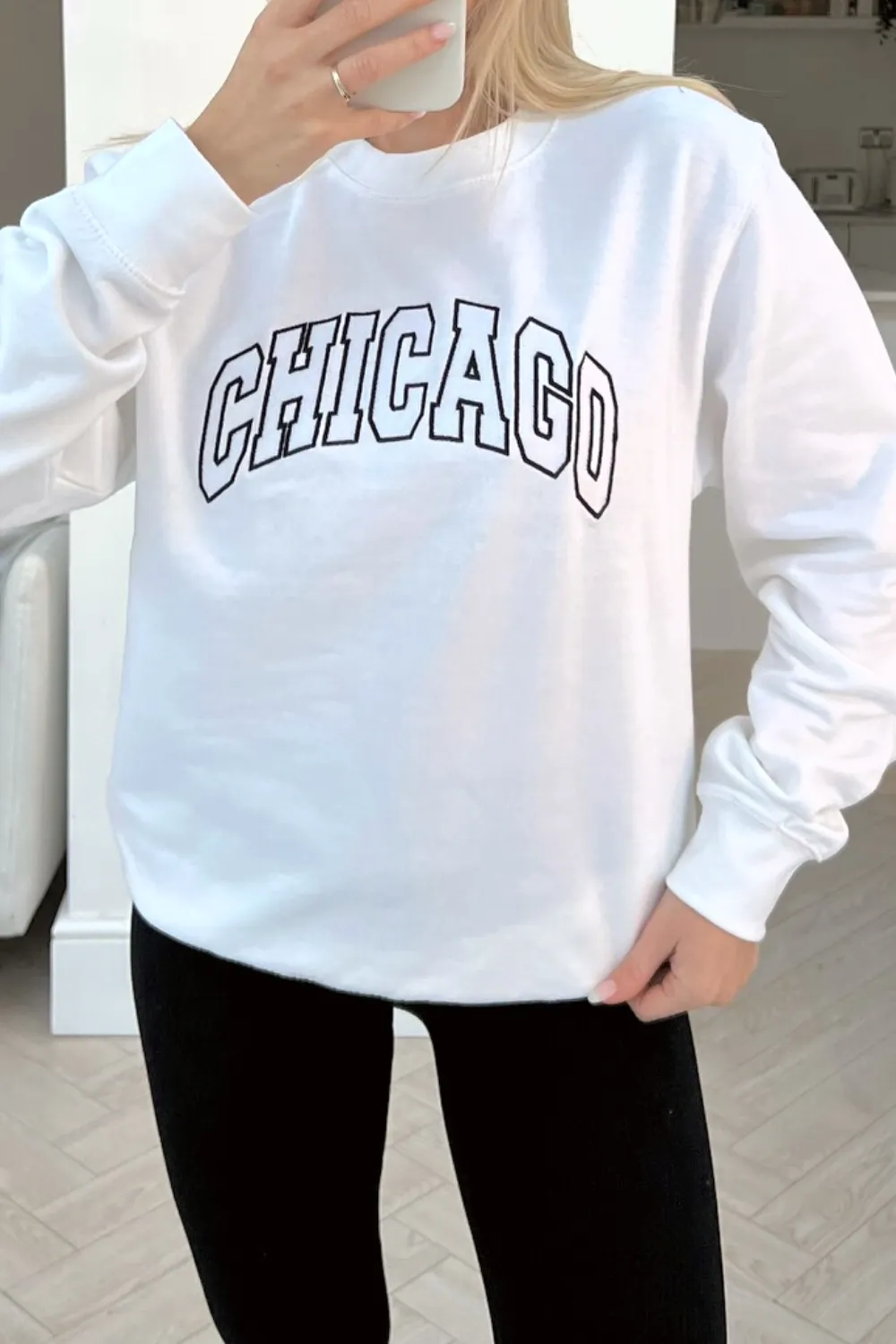 Chicago white embroidered sweater