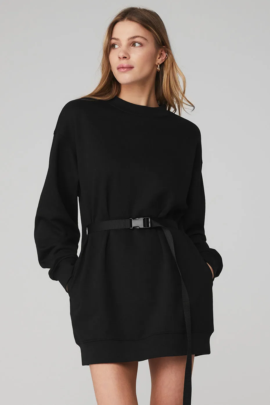 Cityscape Sweatshirt Dress - Black