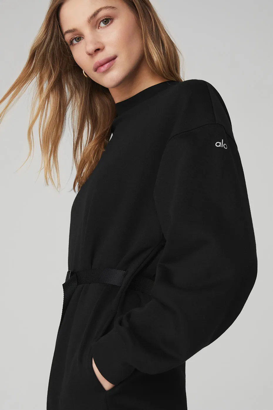 Cityscape Sweatshirt Dress - Black