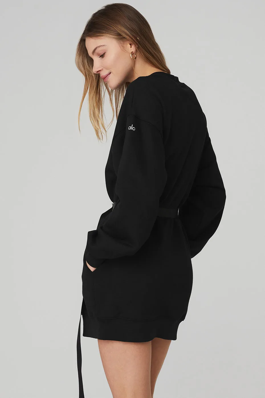 Cityscape Sweatshirt Dress - Black