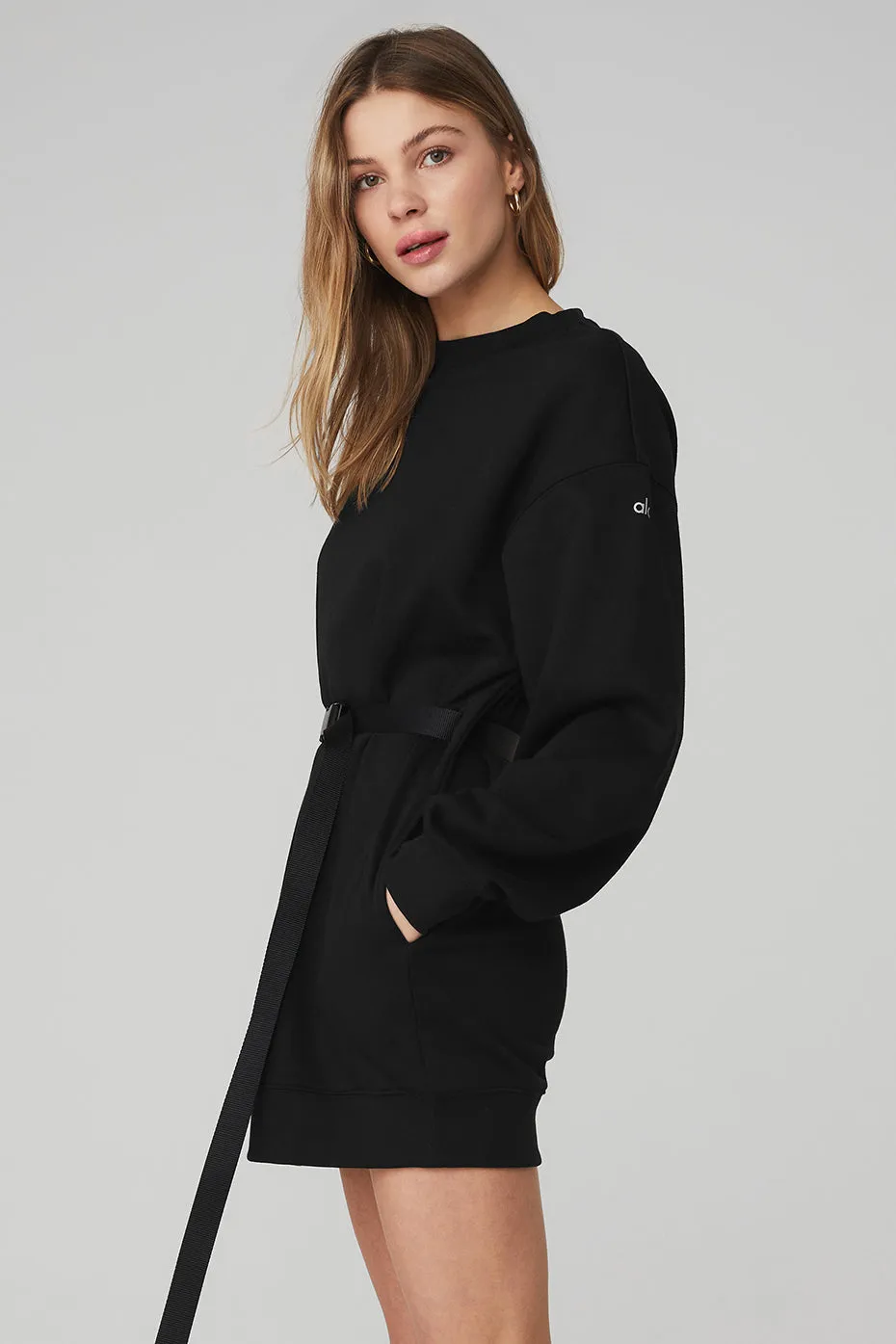 Cityscape Sweatshirt Dress - Black