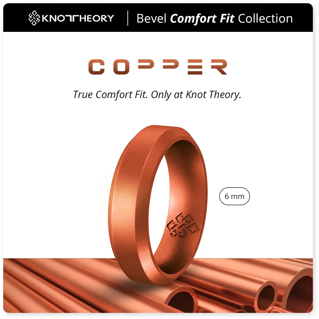 Copper Bevel Edge Breathable Silicone Ring for Men