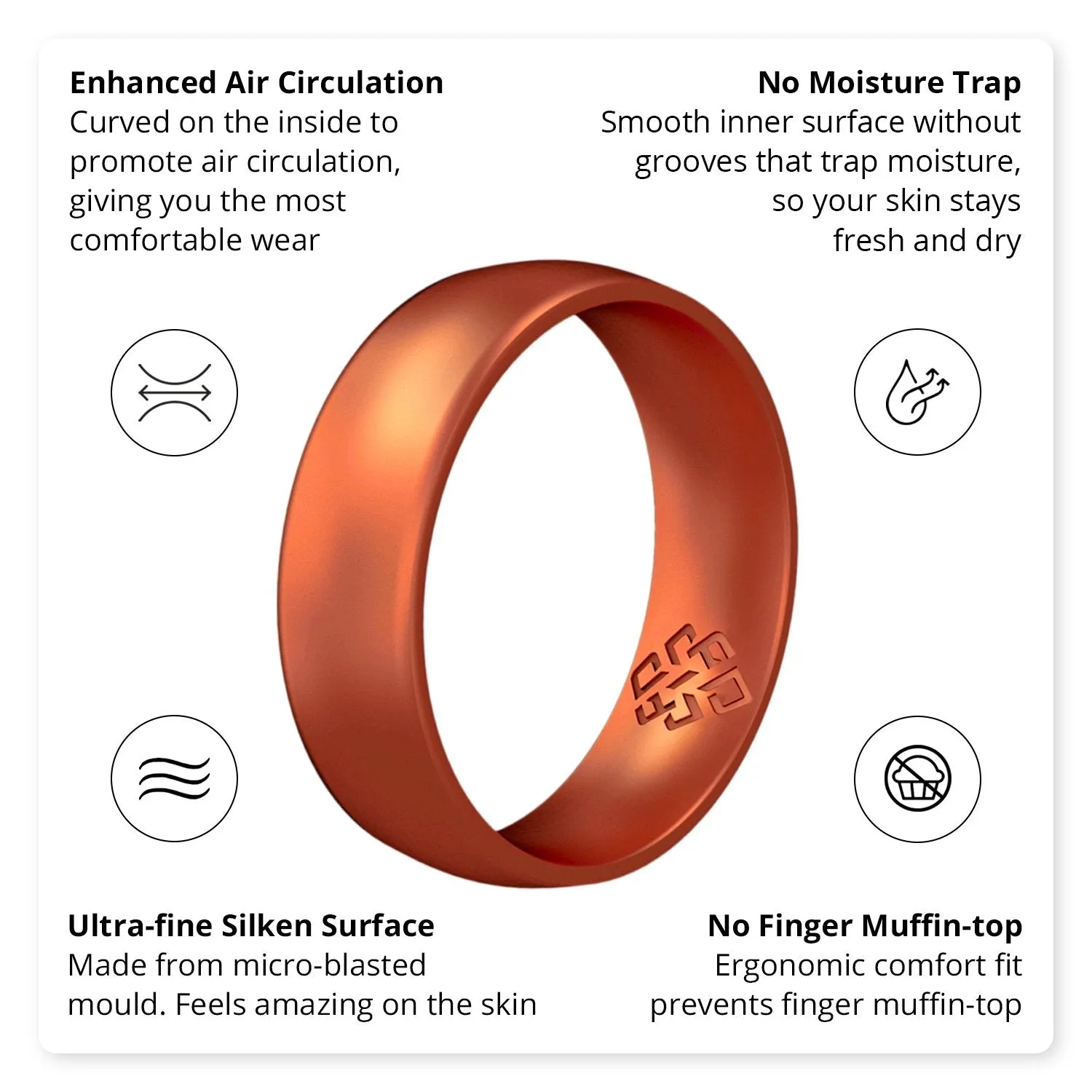 Copper Breathable Silicone Ring for Men and Women