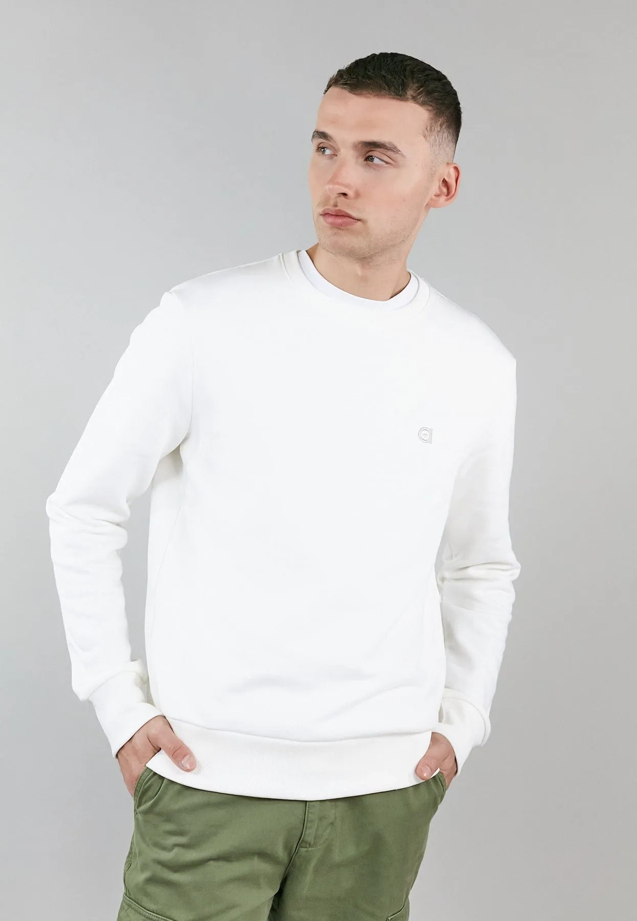 Crew Neck Organic Cotton Sweatshirt | Off White