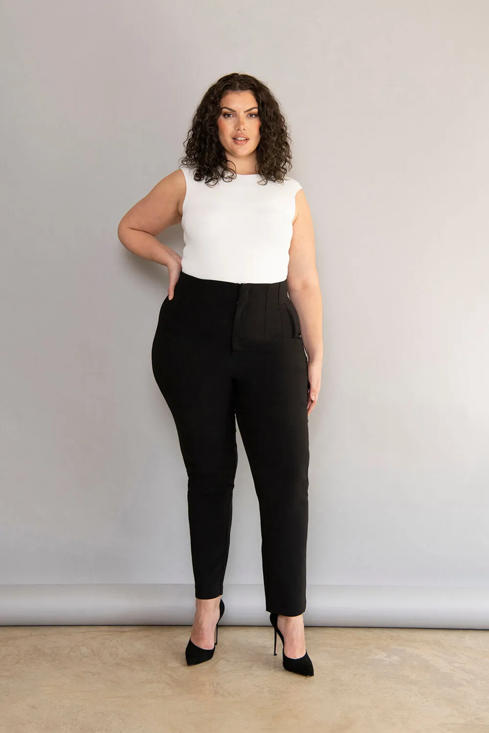 Curve Cigarette Trousers - Black