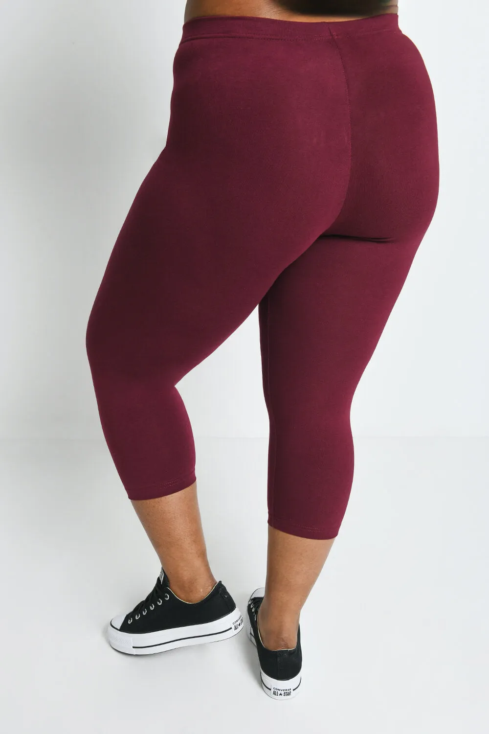 Curve Everyday Cropped Leggings - Burgundy