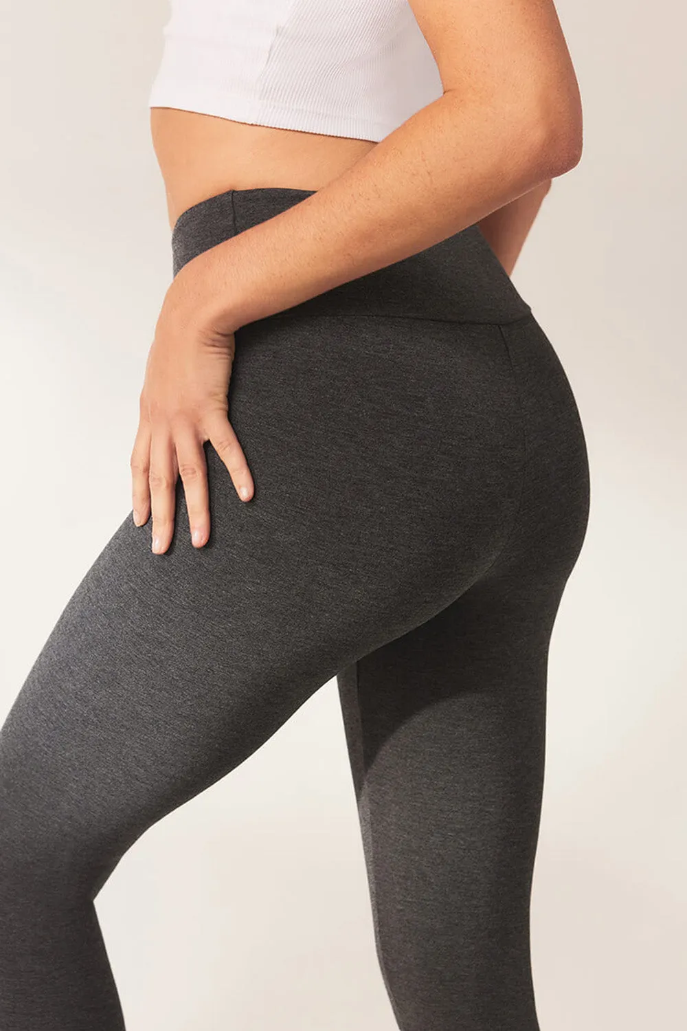 Curve Lightweight Everyday High Waisted Leggings - Dark Grey Marl