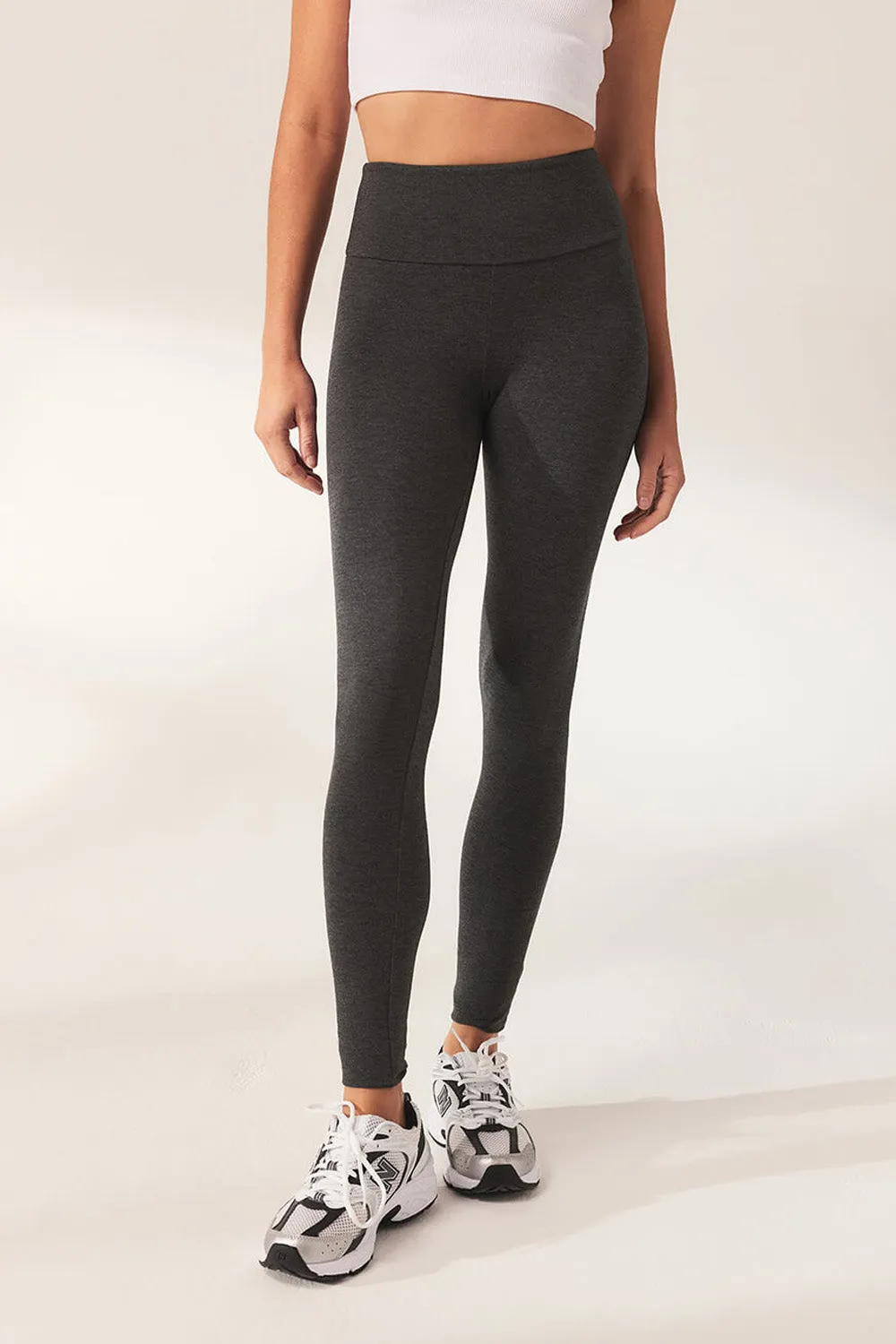 Curve Lightweight Everyday High Waisted Leggings - Dark Grey Marl