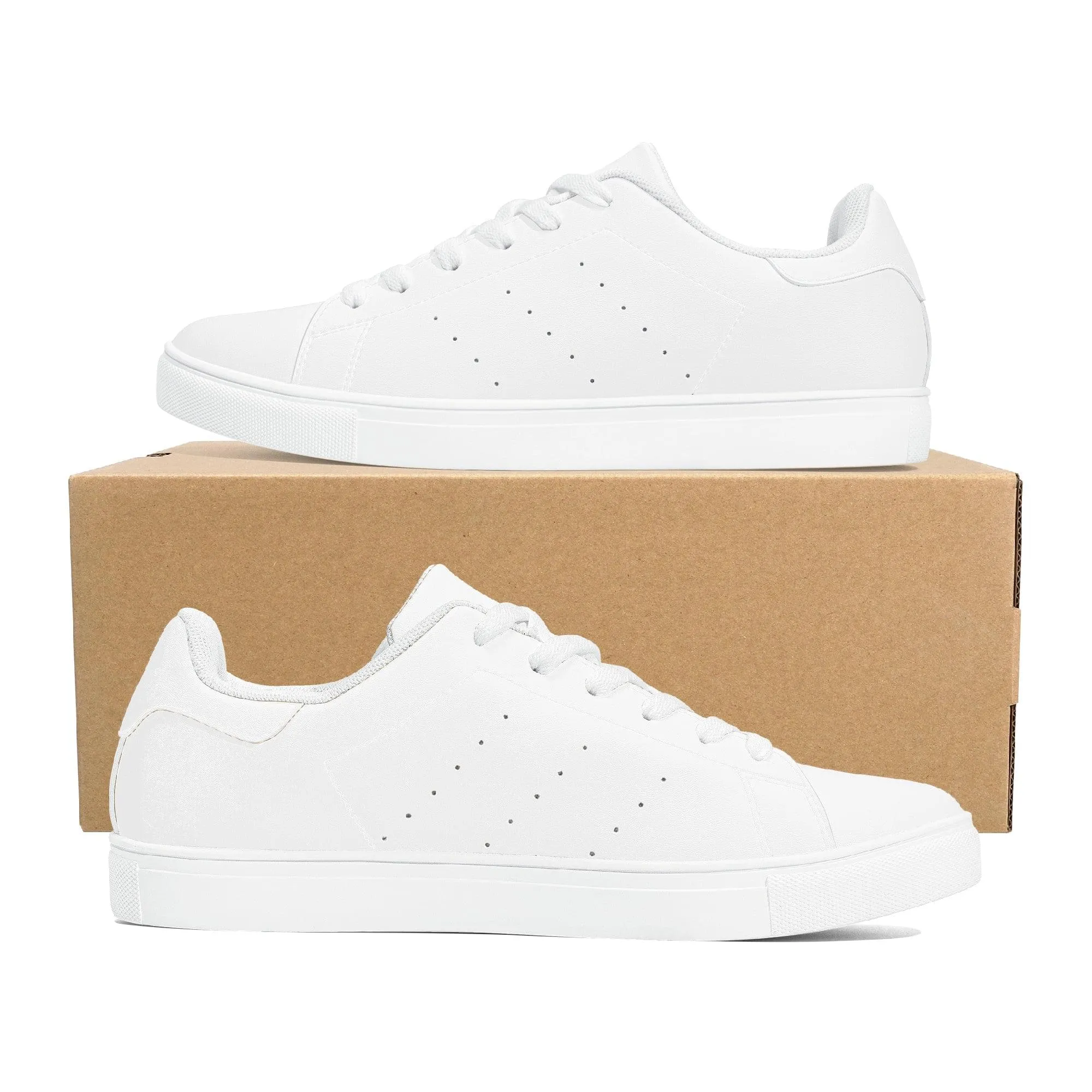 Custom Low Top Leather Shoes - White D27