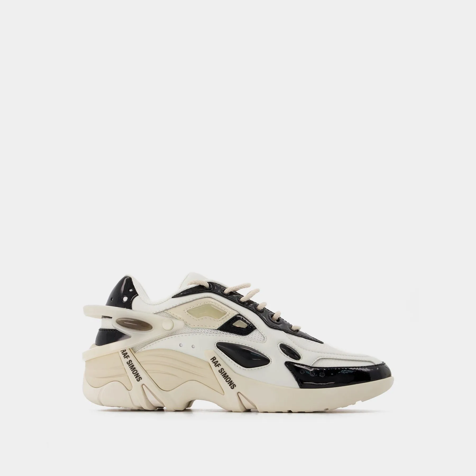 Cylon-21 Sneakers in Ivory and Black Leather