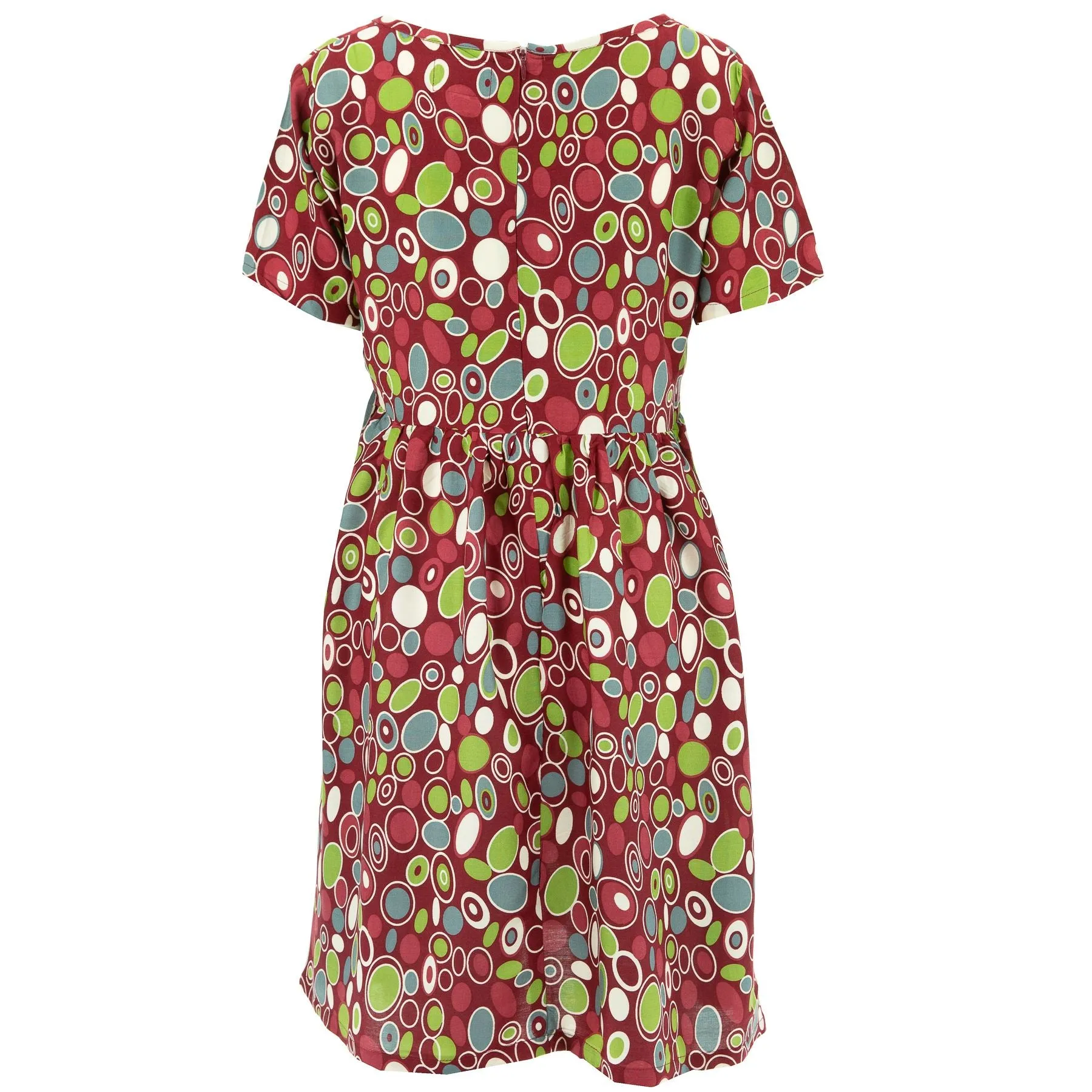 Empire Line Tea Dress - 60s Circles Red