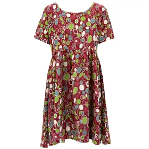 Empire Line Tea Dress - 60s Circles Red