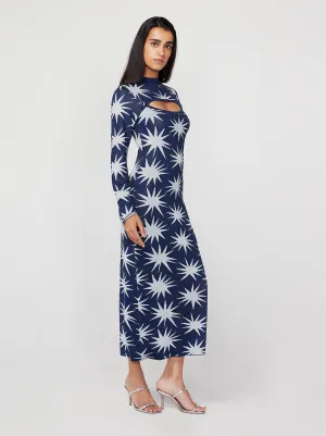 Erin Navy Star Lurex Knit Dress