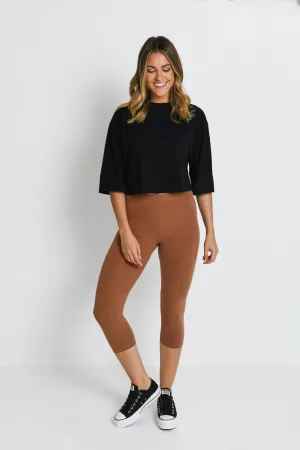 Everyday Cropped Leggings - Mocha Brown