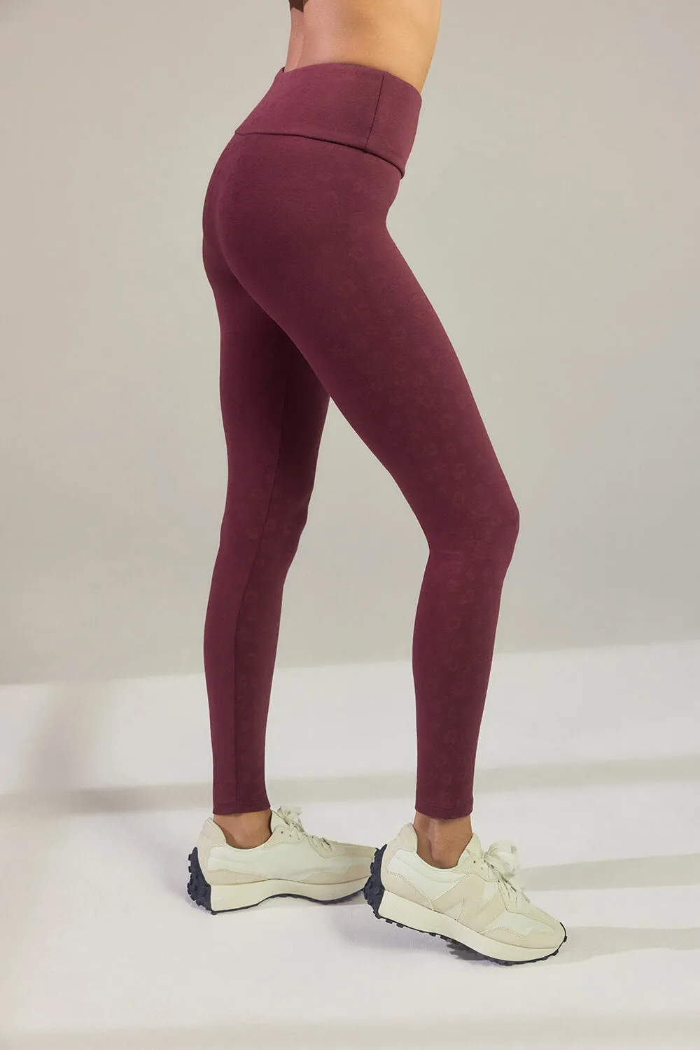 Everyday High Waisted Leggings - Burgundy Animal Print