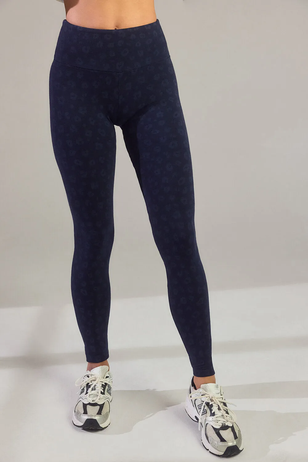 Everyday High Waisted Leggings - Navy Animal Print