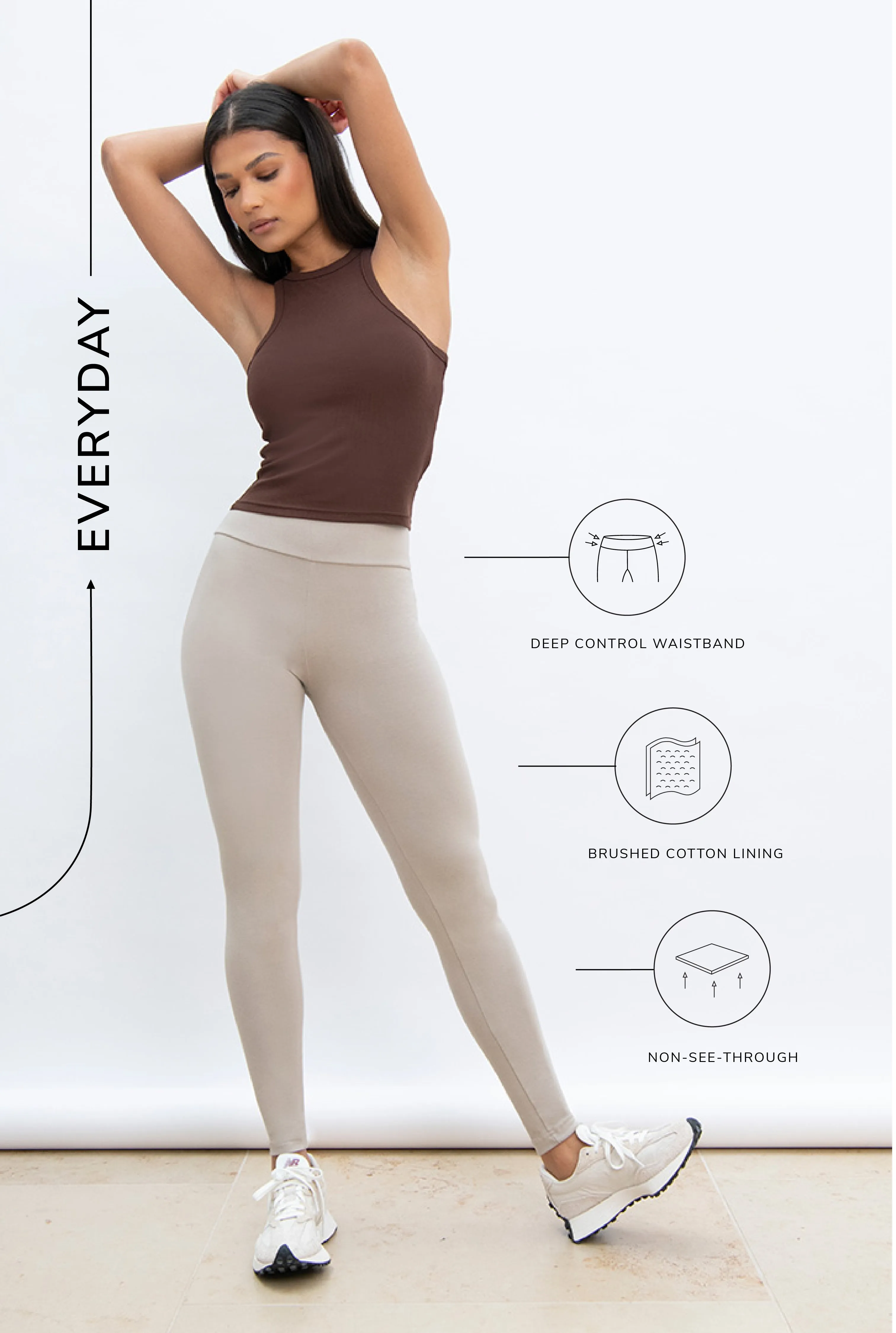 Everyday High Waisted Leggings - Oatmeal Beige