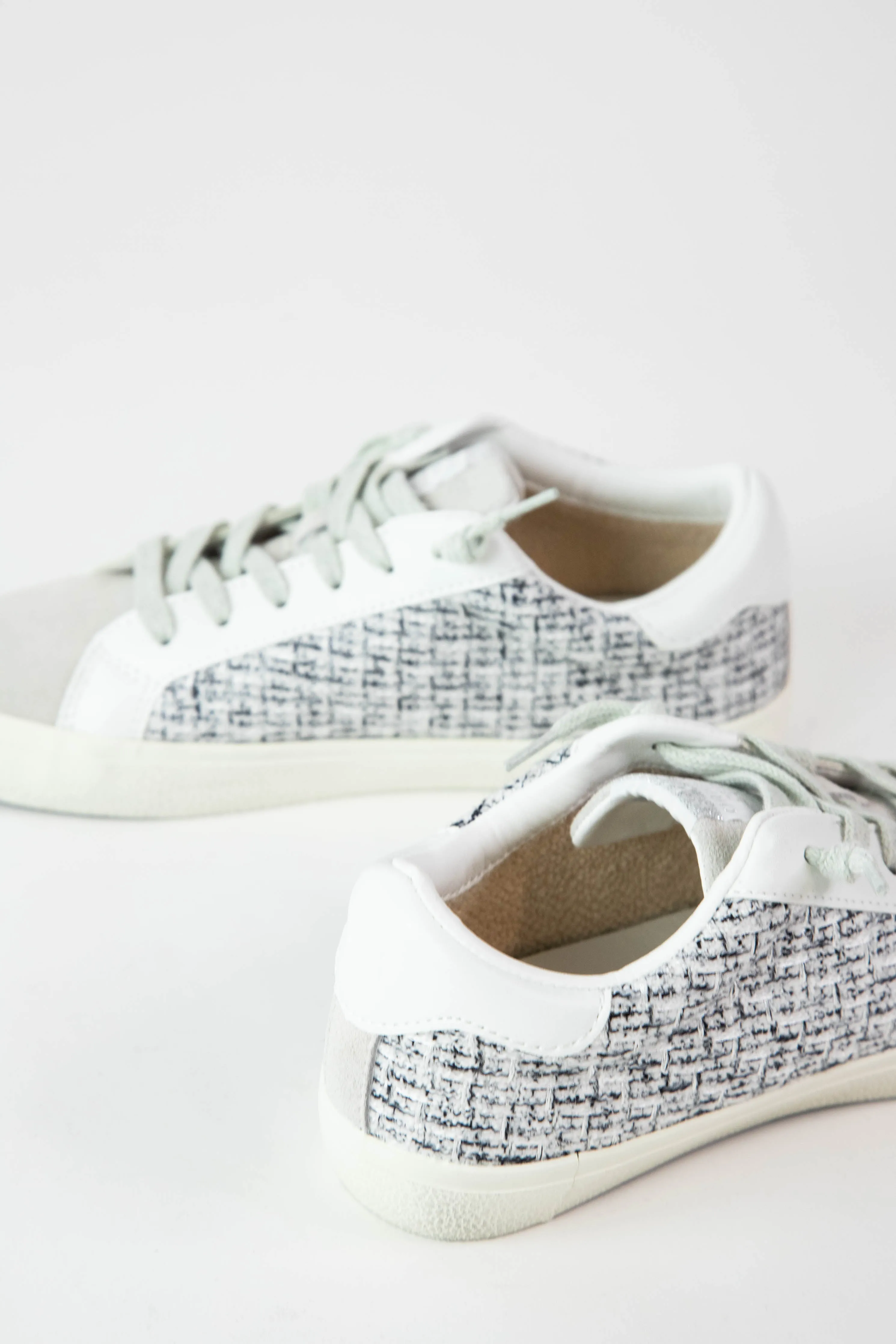 Faith Tweed Quilted Sneaker, White Tweed | Vintage Havana