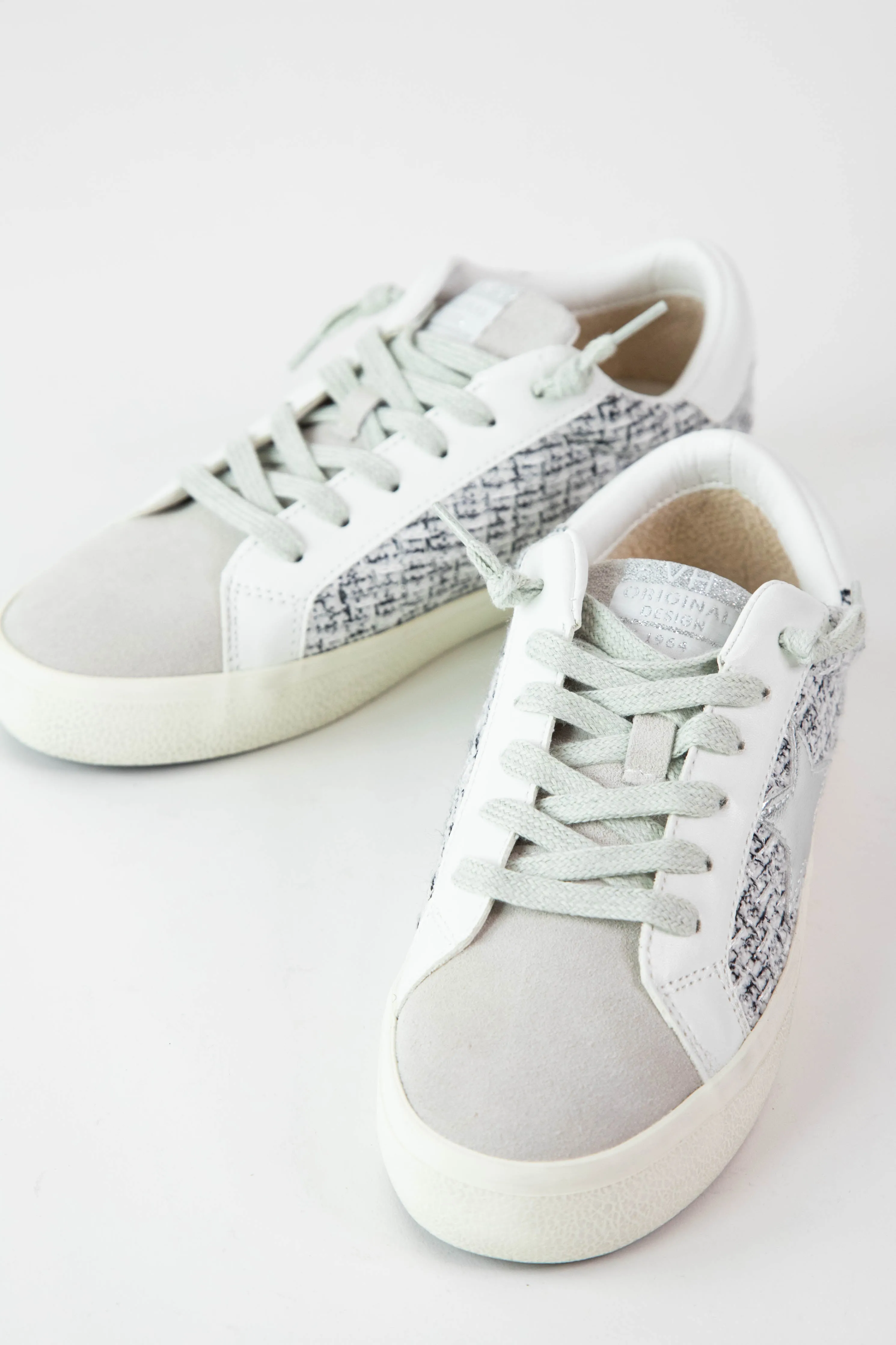 Faith Tweed Quilted Sneaker, White Tweed | Vintage Havana