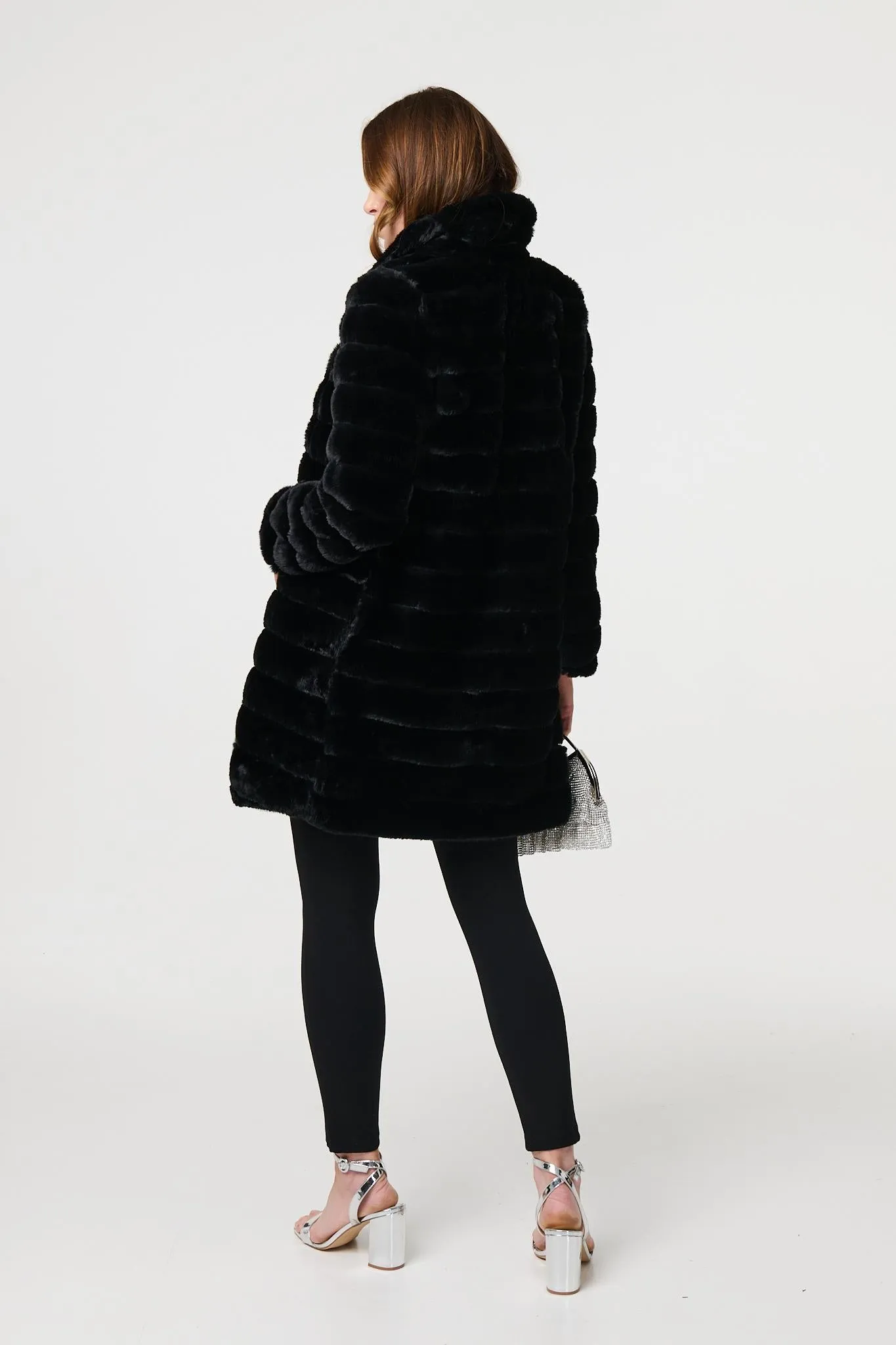 Faux Fur Thigh Length Coat