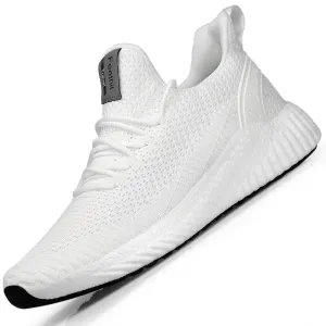 FEETHIT Mens Breathable Mesh Walking Sneaker White