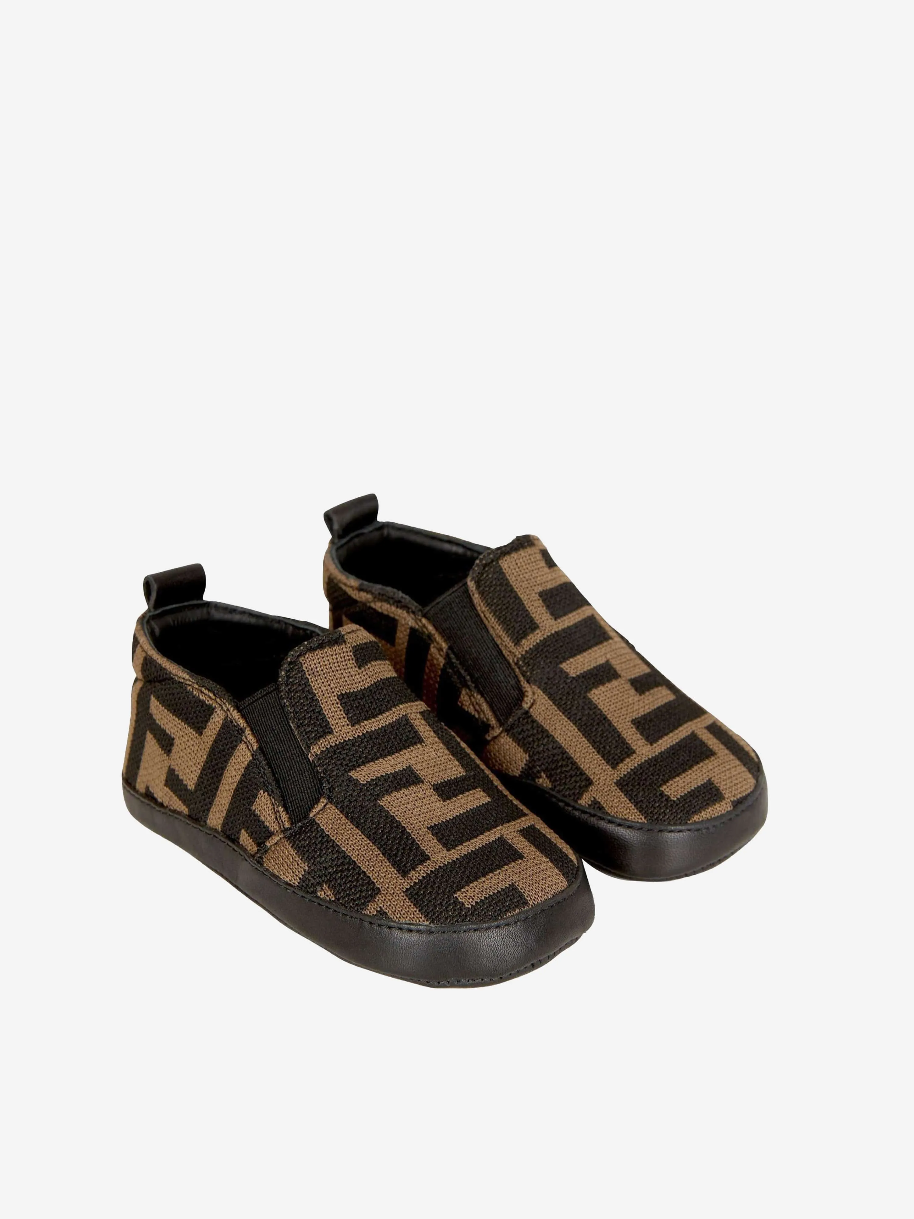 Fendi Baby Boys FF Logo Slip On Shoes in Brown