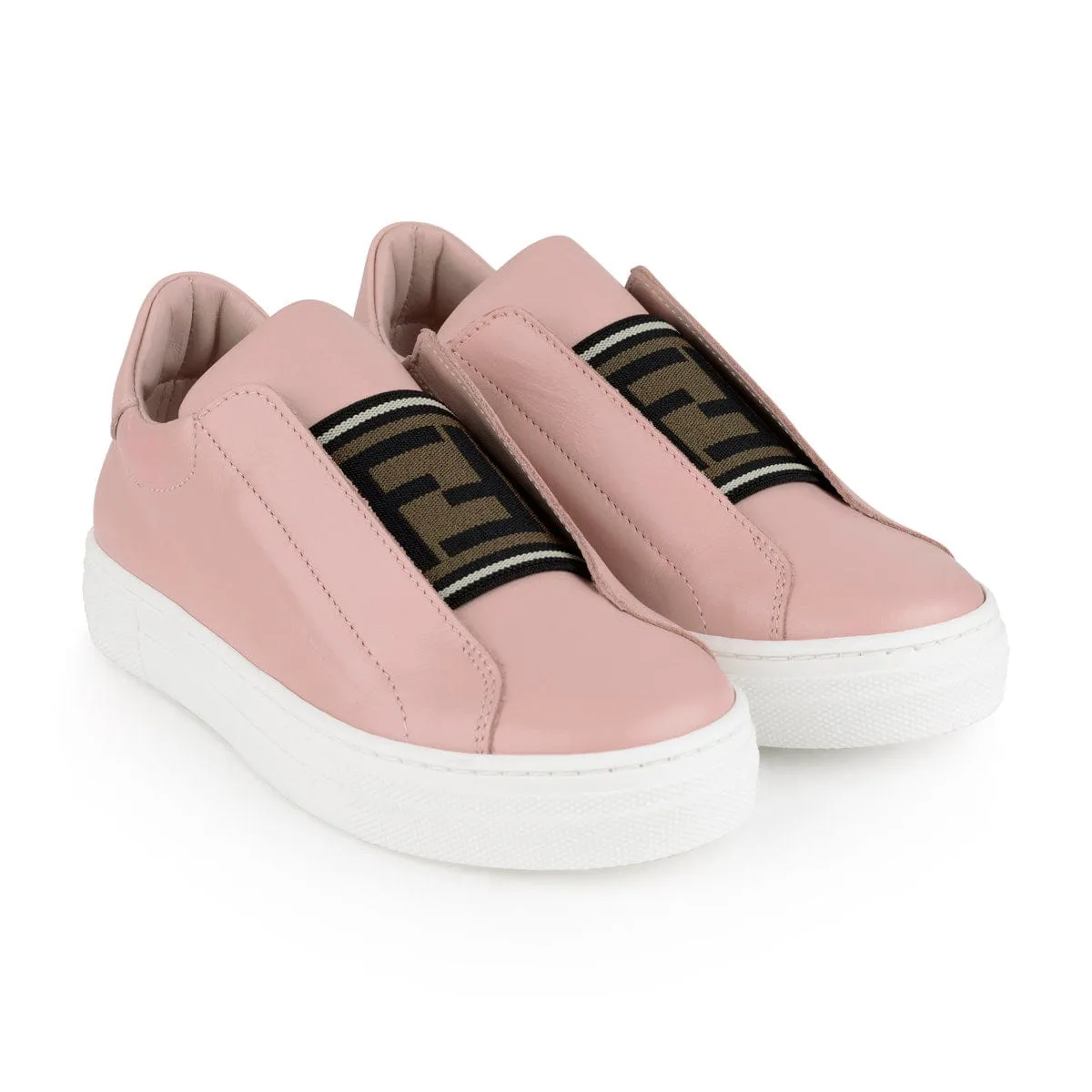 Fendi Girls Leather Slip On Trainers