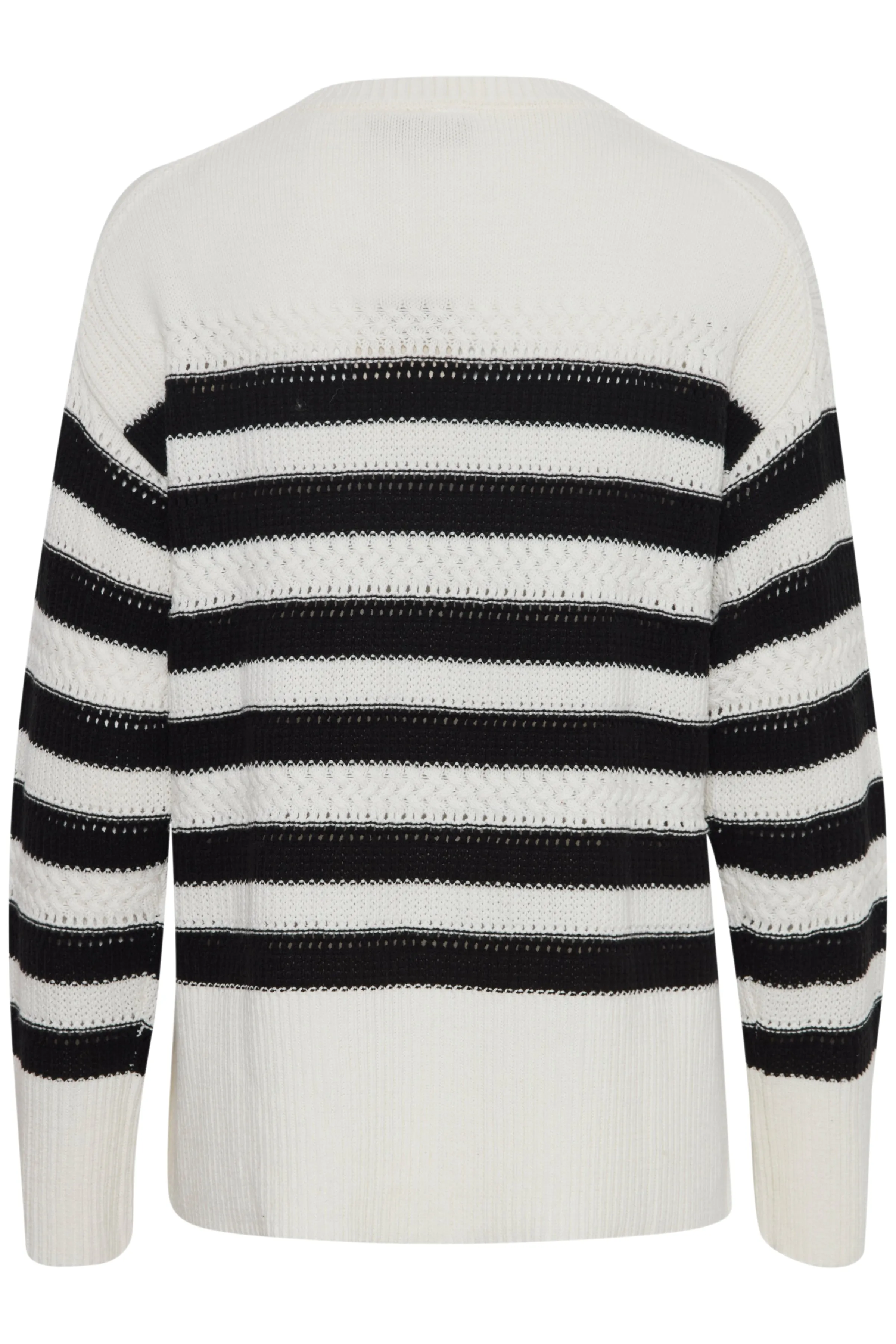 Fransa cotton mix Black and White striped round neck knit  20614173