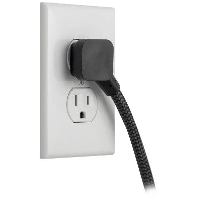 GE 10-Outlet Surge Protector 2 USB-A and 1 USB-C 3540J 4' Braided Cord Black