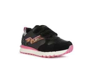 Geox Fastics Girls Black-Fuchsia Animal Print Trainer