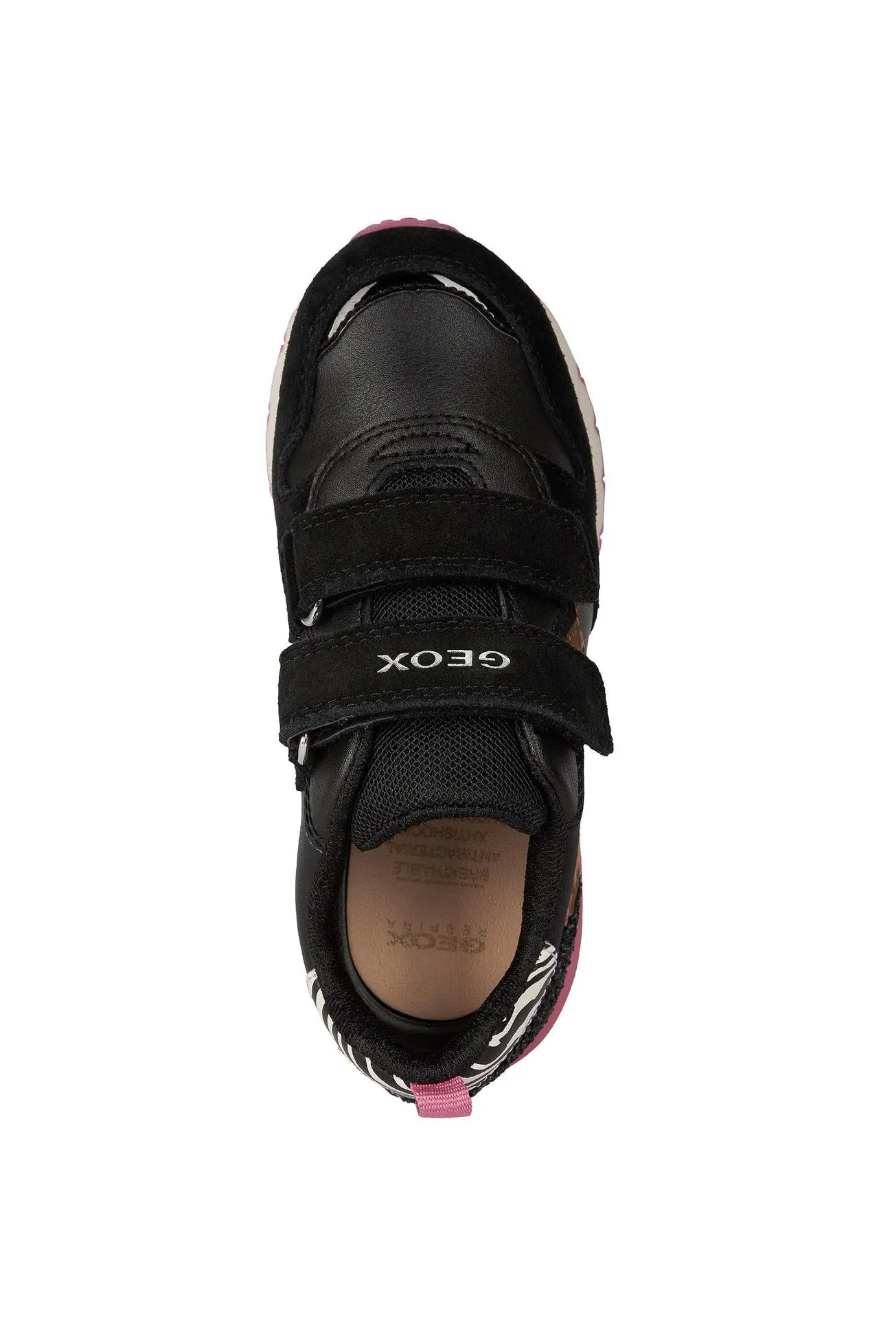 Geox Fastics Girls Black-Fuchsia Animal Print Trainer