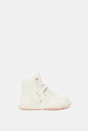 Girls Pink Lace-Up High Top Sneakers