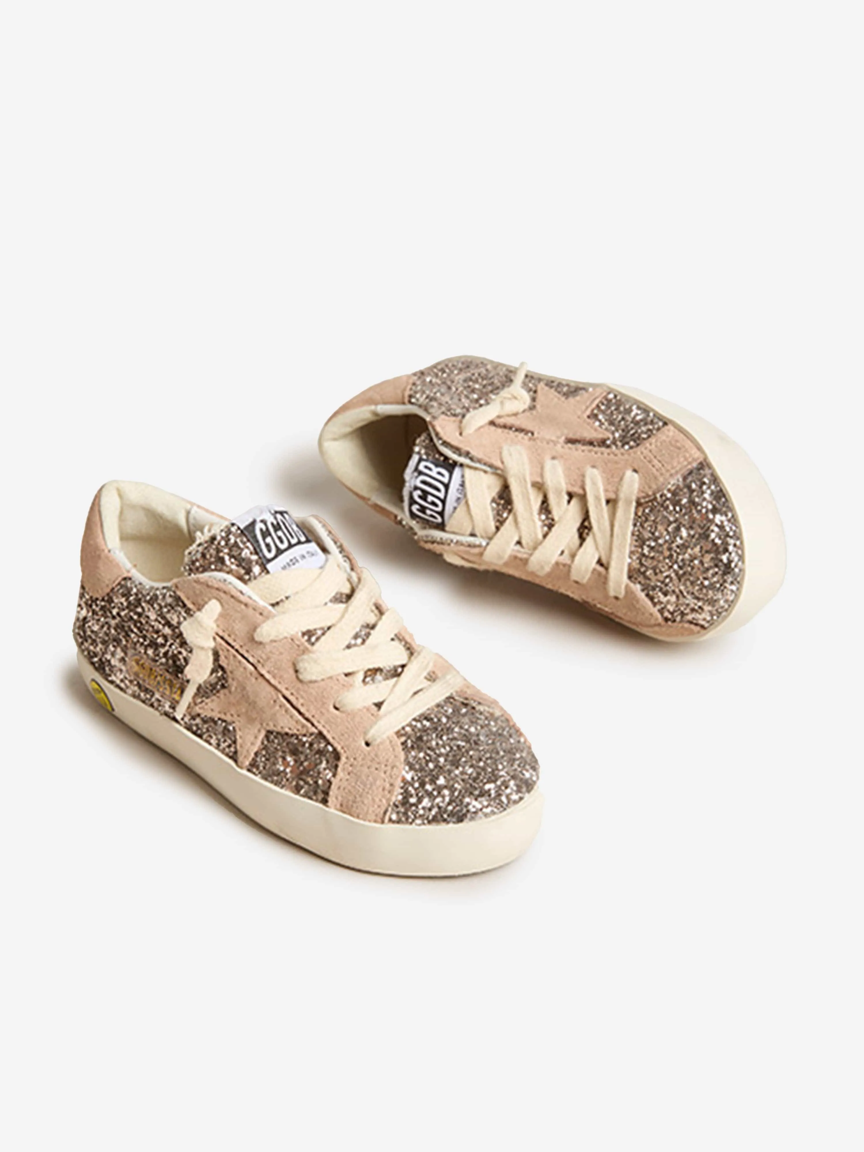 Golden Goose Girls Super Star Glitter Trainers in Silver