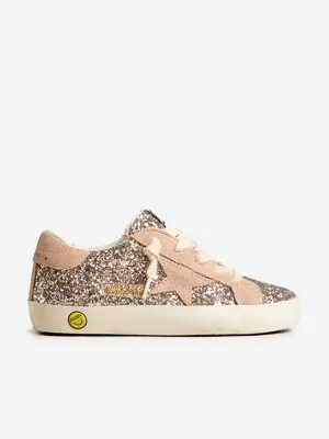 Golden Goose Girls Super Star Glitter Trainers in Silver