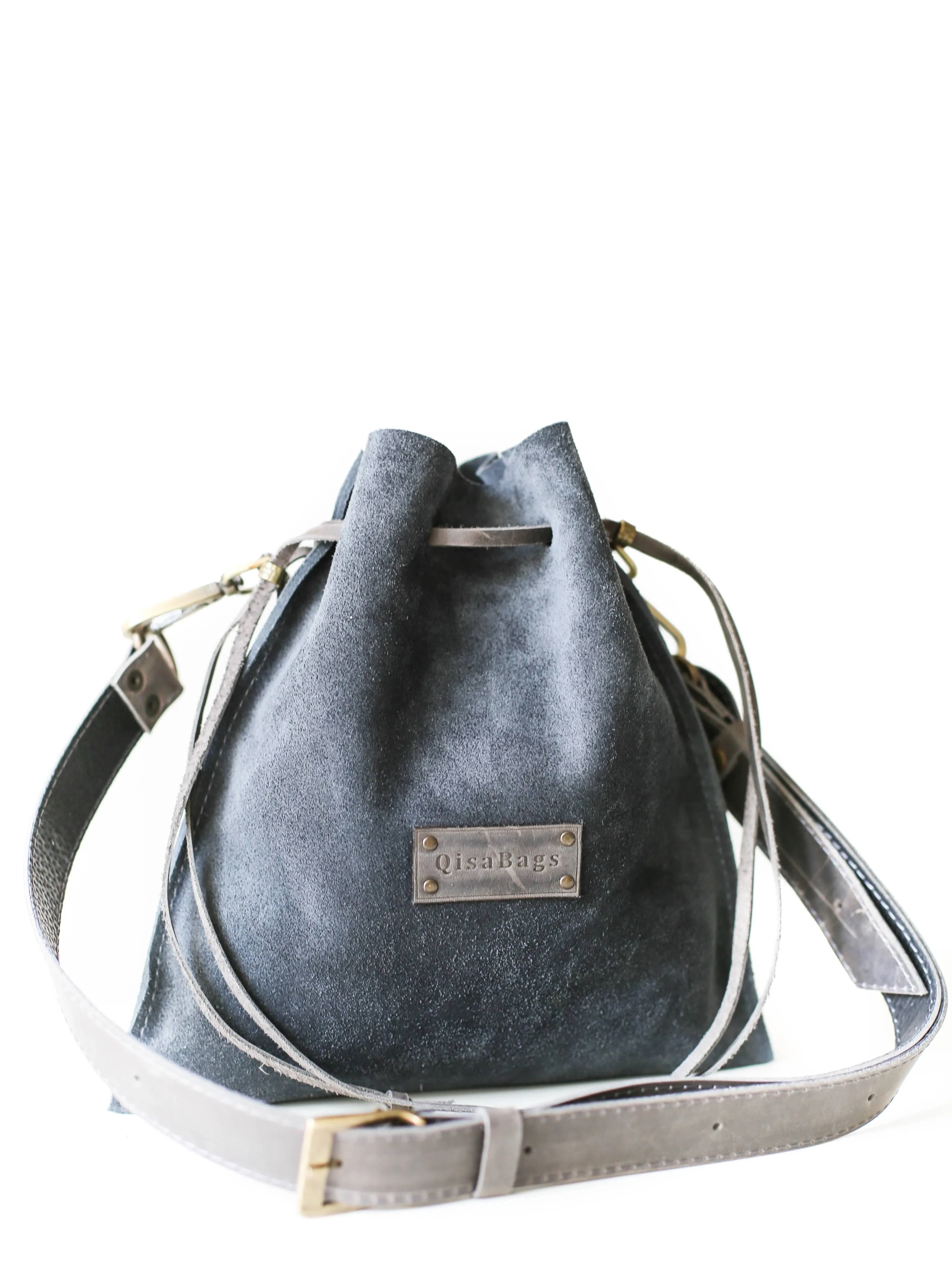 Gray Suede Cross Body Bag