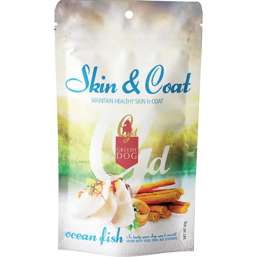 Greedy Dog Treats Skin & Coat Ocean Fish 80g