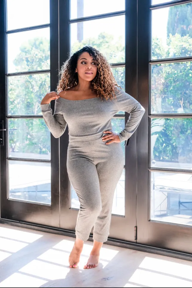 Grey High Waist Ribbed Leggings