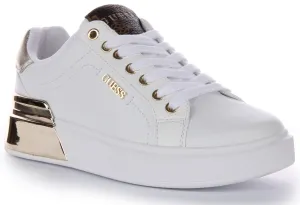 Guess Corline Trainer In White Gold For Women