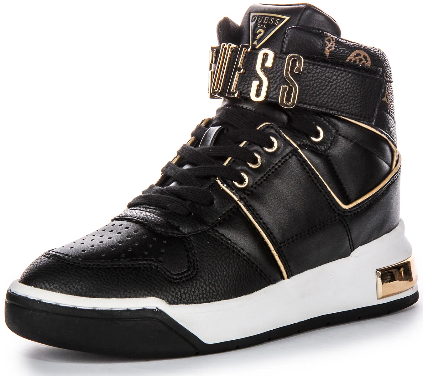 Guess Corten Hi Sneakers In Black Brown For Women