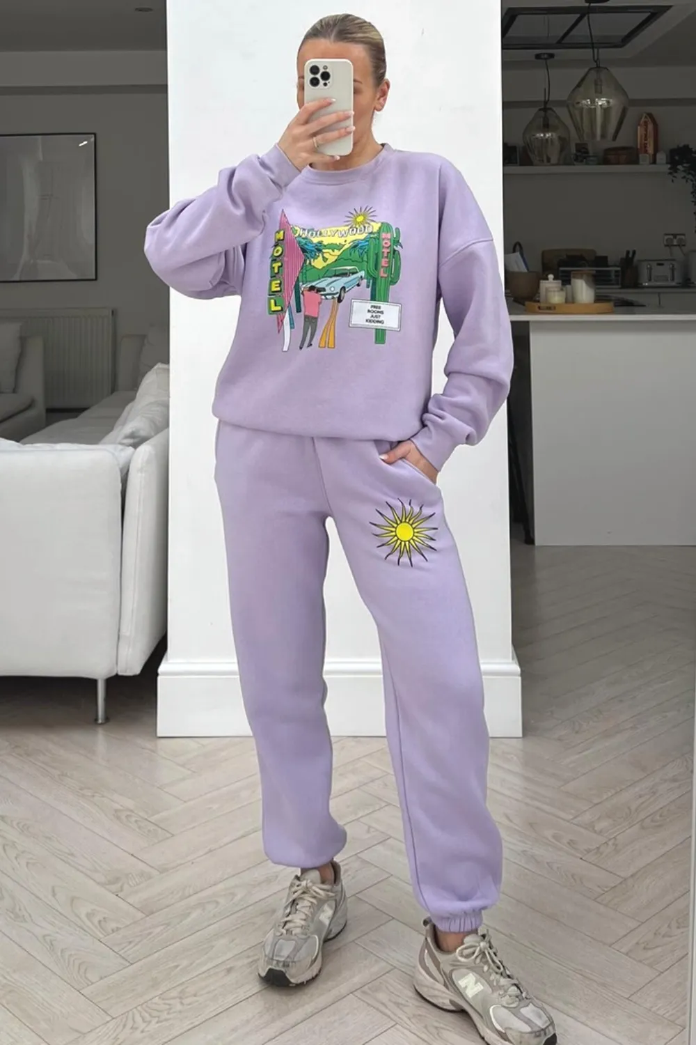 Hollywood lilac printed sweater loungewear set