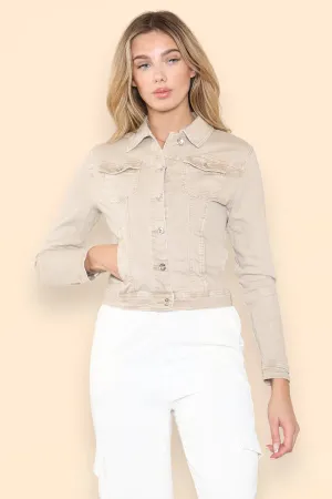 IVORY COTTON STRETCH DENIM JACKET