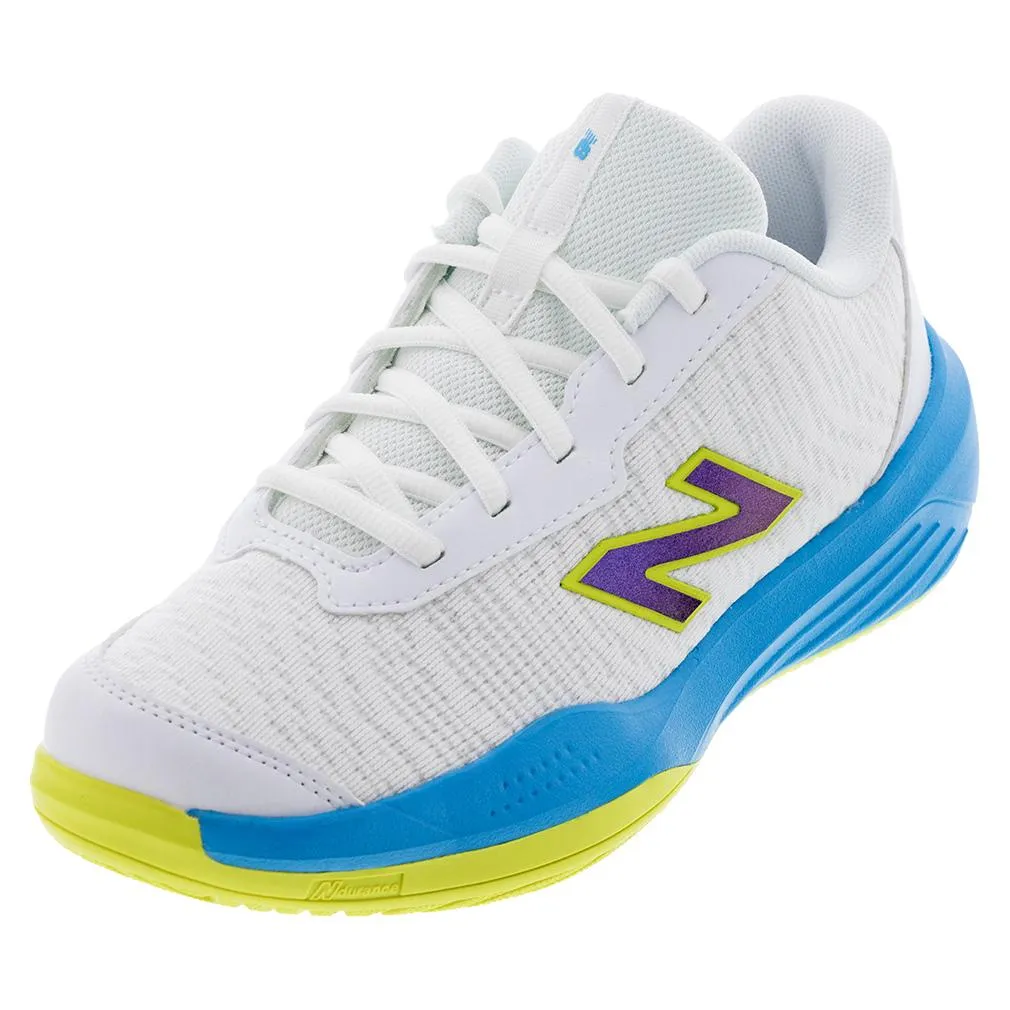 Juniors` 996v5 Tennis Shoes White and Spice Blue