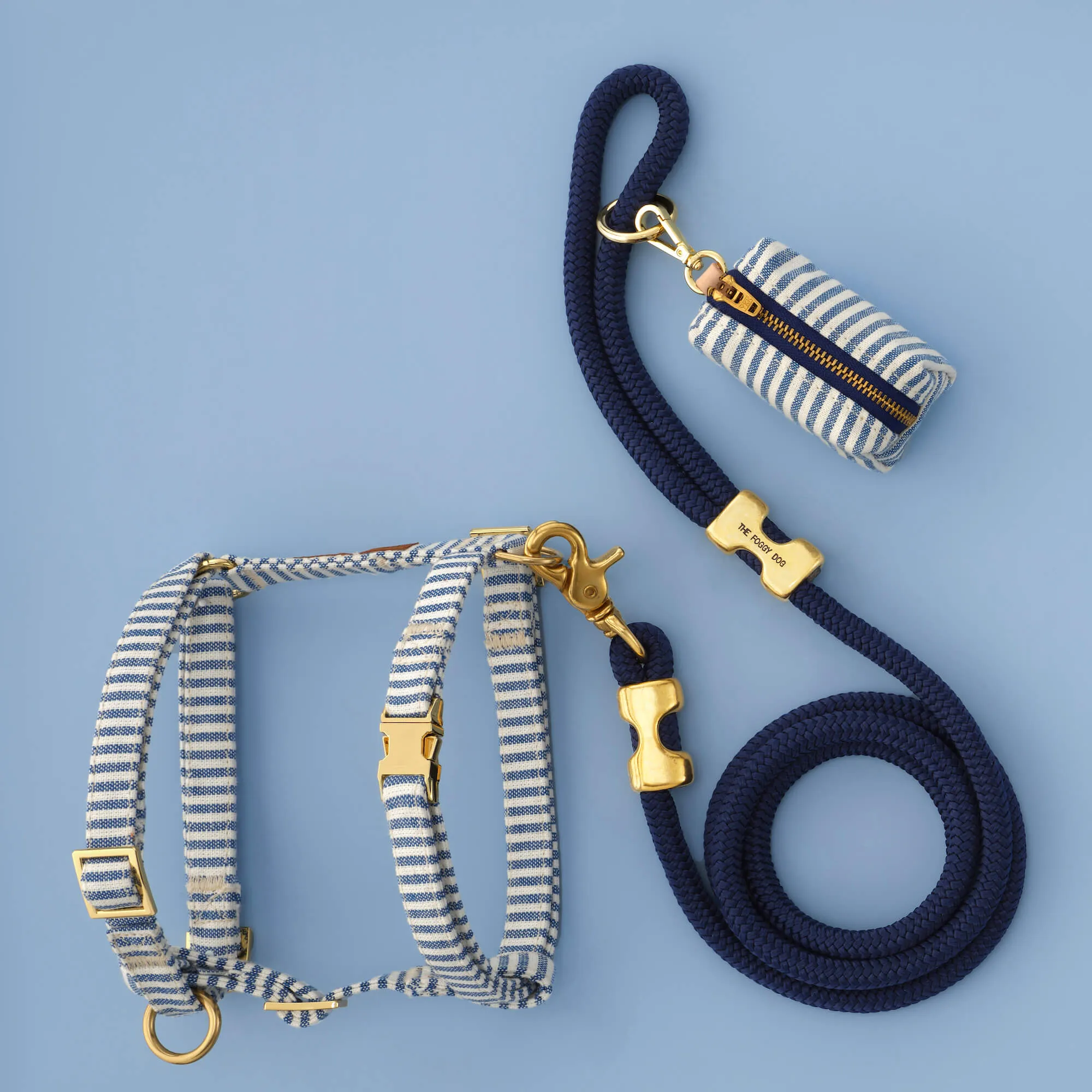 Lake Blue Stripe Harness Walk Set