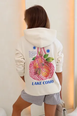 Lake como ecru printed hoodie