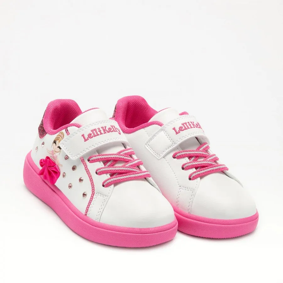 Lelli Kelly Mille Stelle Girls White Fuchsia Ballerina Trainer