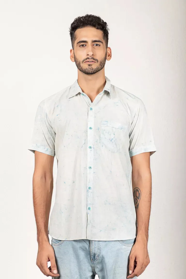 Light Blue Shirt In Daboo Print