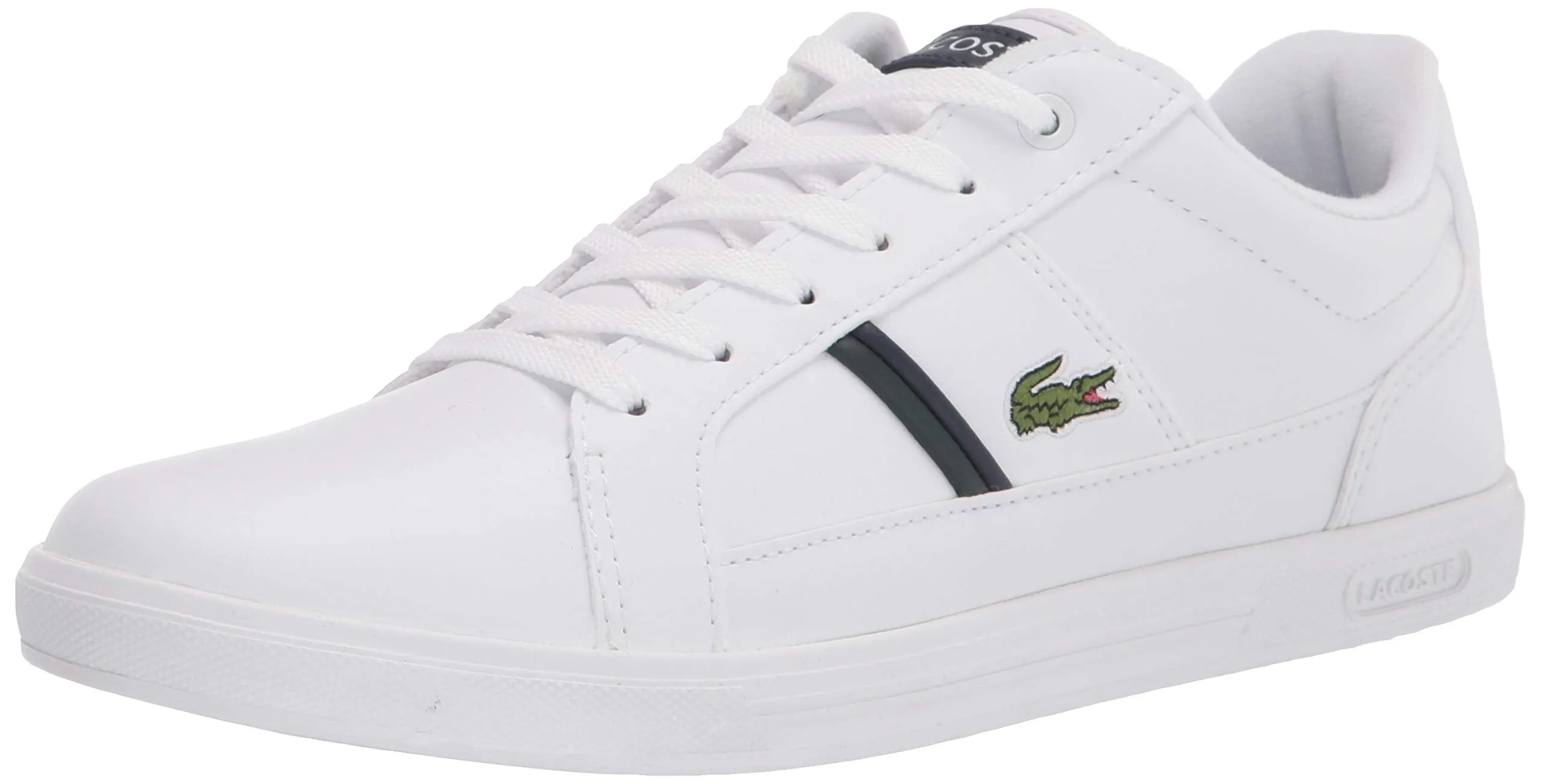 Men's Shoes Lacoste EUROPA 0120 1 Leather Lace Up Sneakers 40SMA00071R5 WHITE