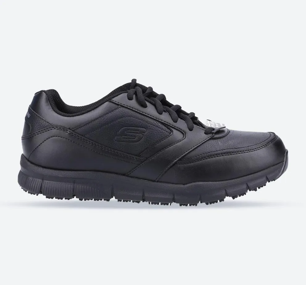 Men's Wide Fit Skechers 77156EC Nampa Occupational Trainers - Black