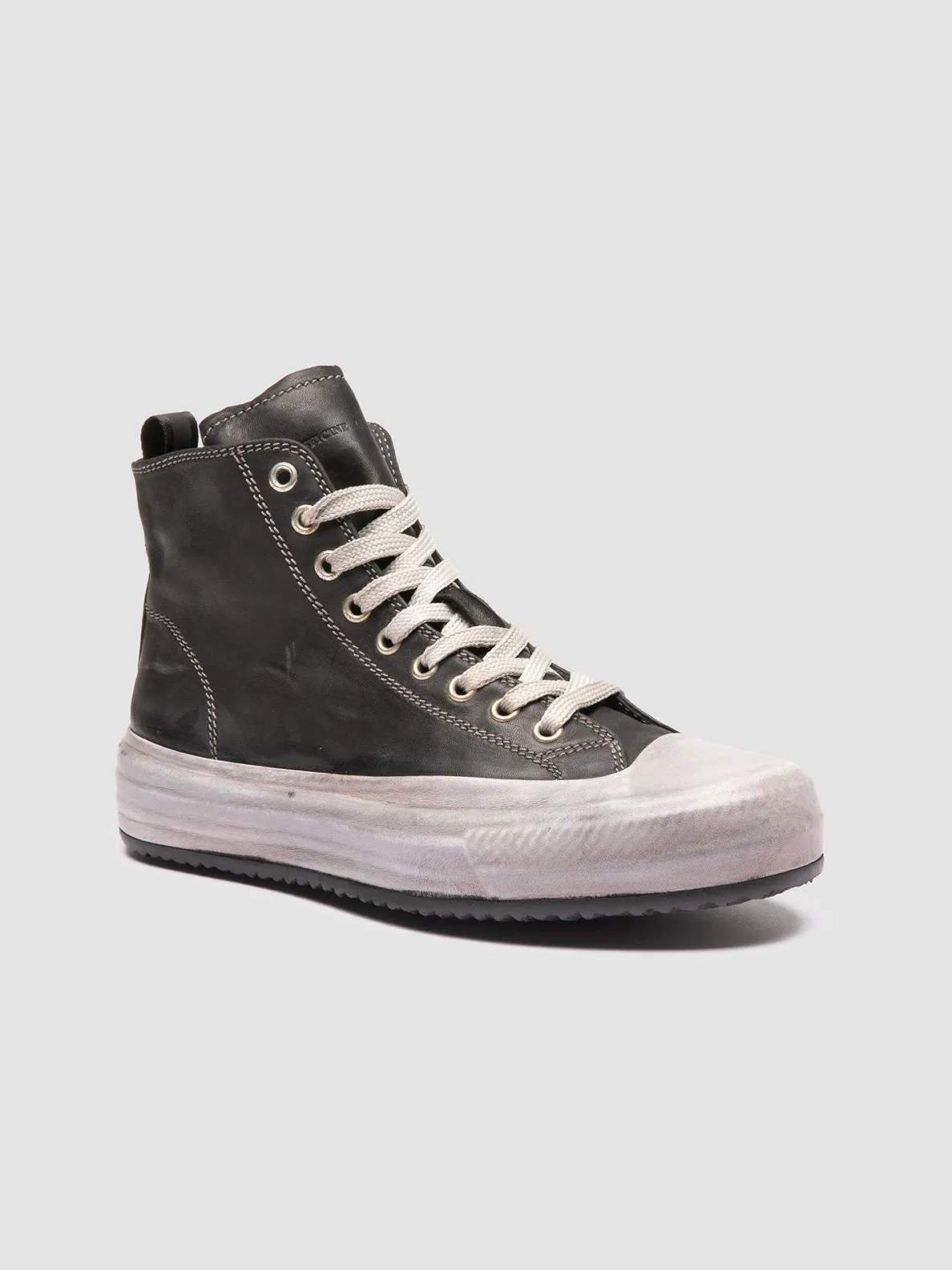 MES DD 102 - Black Leather High Top Sneakers