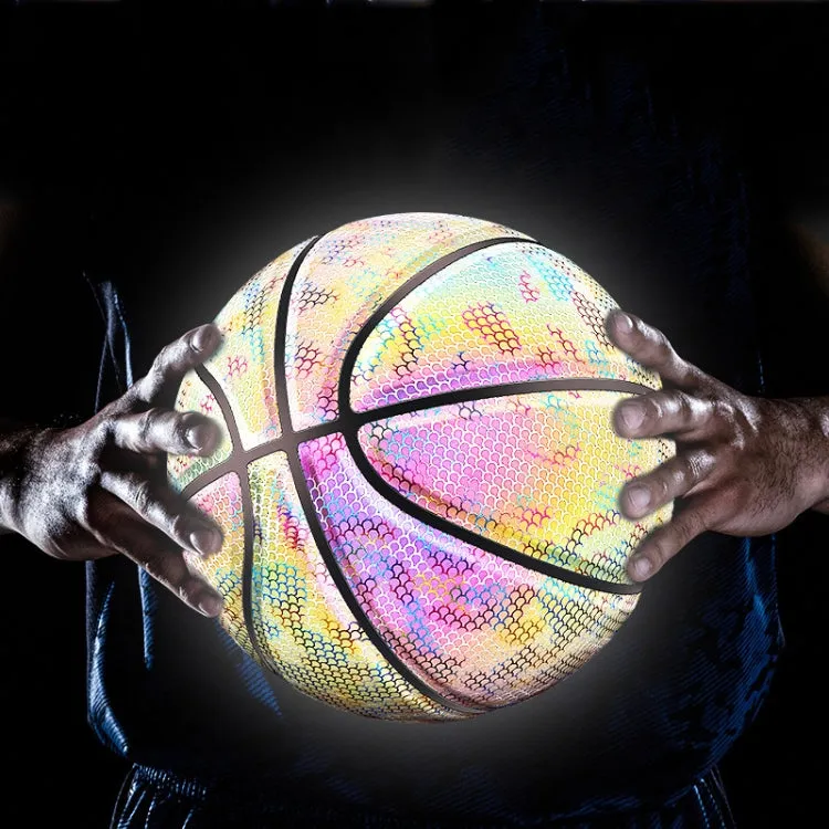 MILACHIC Number 7 Holographic Reflective Basketball Visible at Night Rainbow Star Basketball(Neon Square 6725)